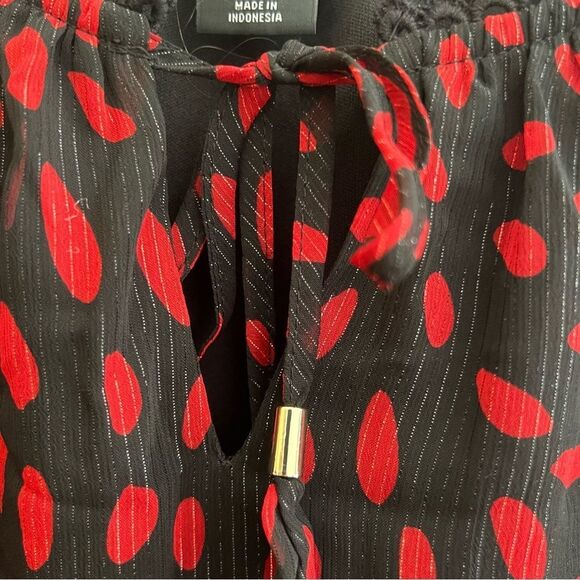 LIZ CLAIBORNE Career Size XXL Red Black Metallic 3/4 Sleeve top Lined EUC - Picture 10 of 12